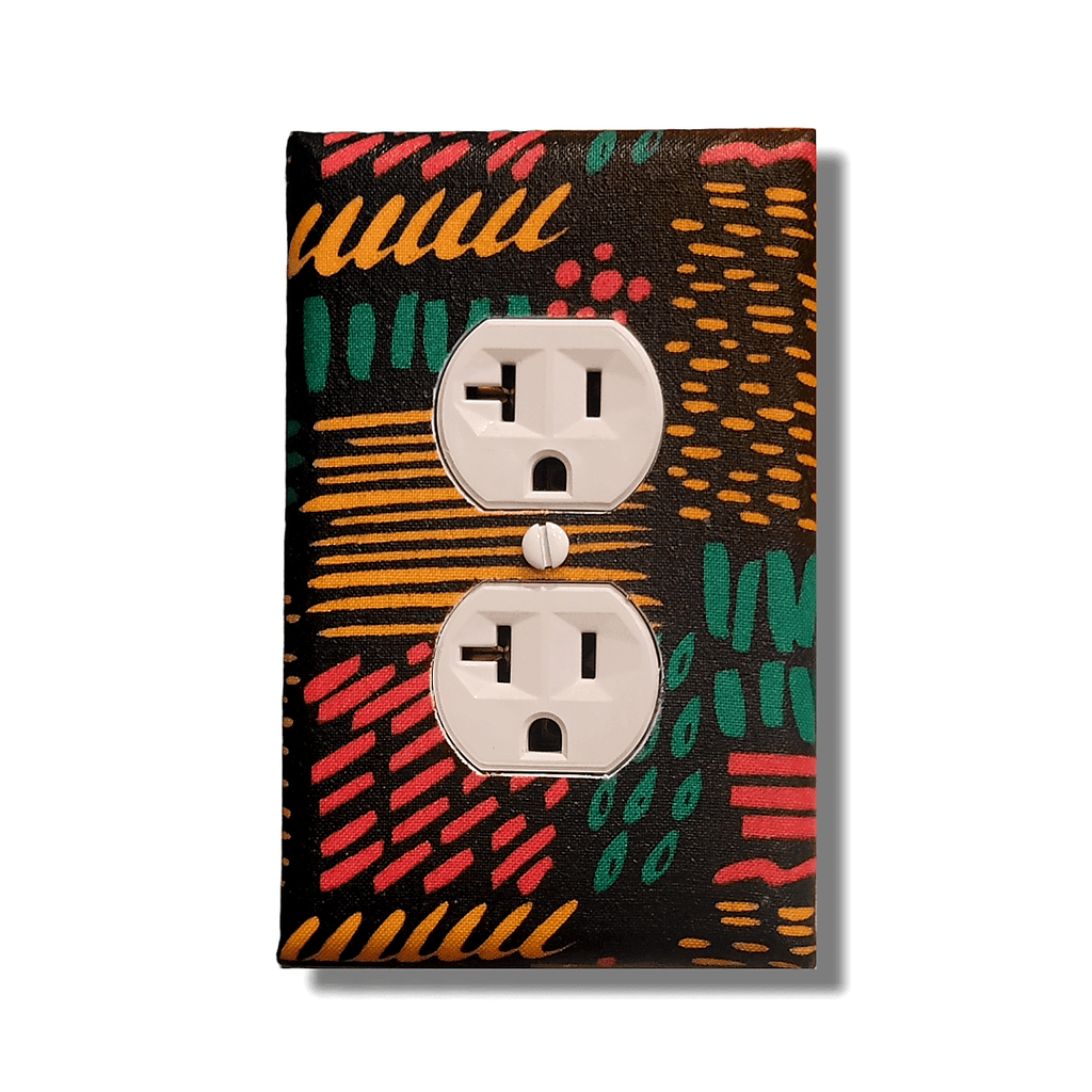 Kaleidoscope Tribal Print Fabric Light Switch | Wall Plate | Outlet Covers | Toggle | Switchplate - Kustom Kreationz by Kila