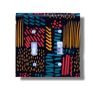 Kaleidoscope Tribal Print Fabric Light Switch | Wall Plate | Outlet Covers | Toggle | Switchplate - Kustom Kreationz by Kila