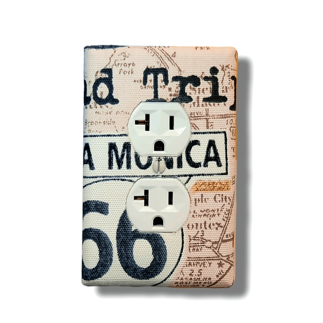 Map to your heart! Multi Print Road Maps Fabric Light Switch | Wall Plate | Outlet Covers | Toggle | Switchplate - Kustom Kreationz by Kila