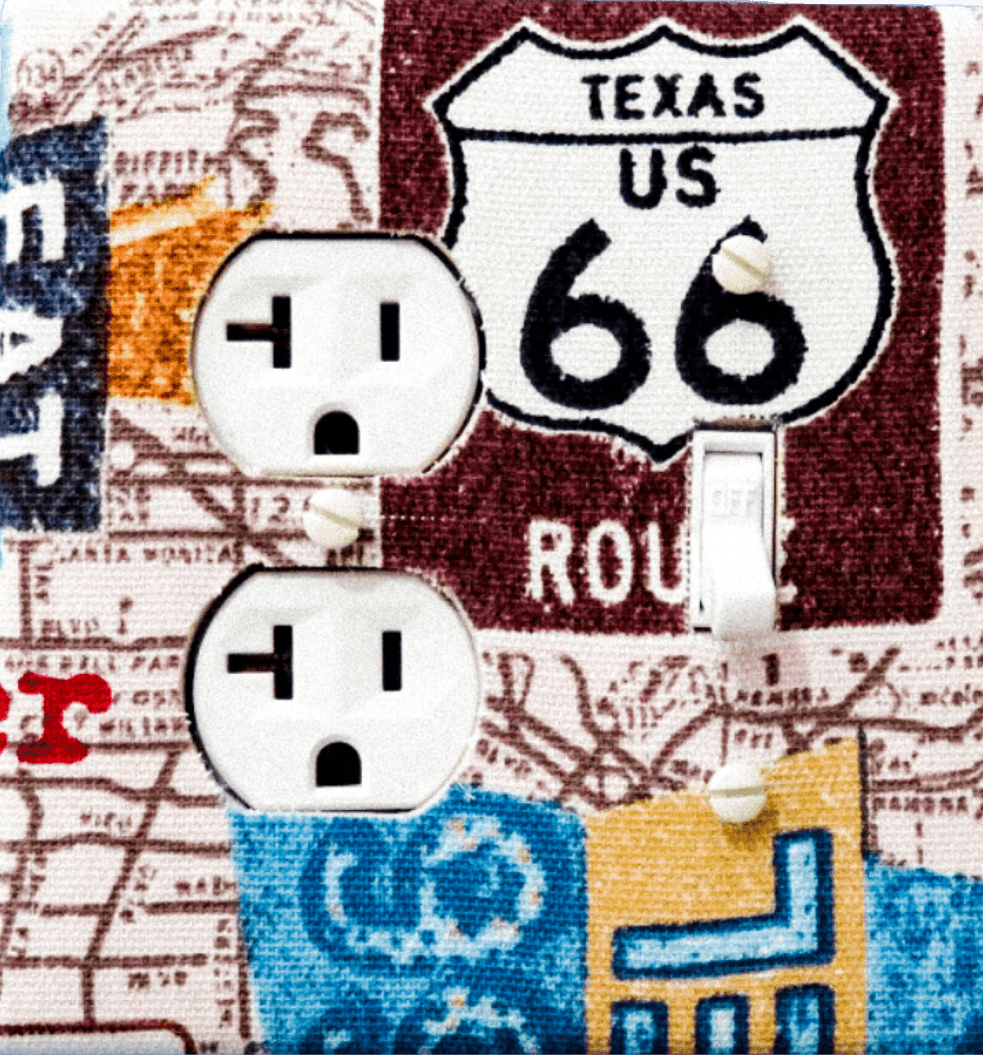 Map to your heart! Fabric Multi Print Road Maps / Light Switch/ Wall plate/ Outlet Cover wall art - Kustom Kreationz by Kila
