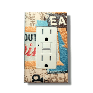 Map to your heart! Multi Print Road Maps Fabric Light Switch | Wall Plate | Outlet Covers | Toggle | Switchplate - Kustom Kreationz by Kila