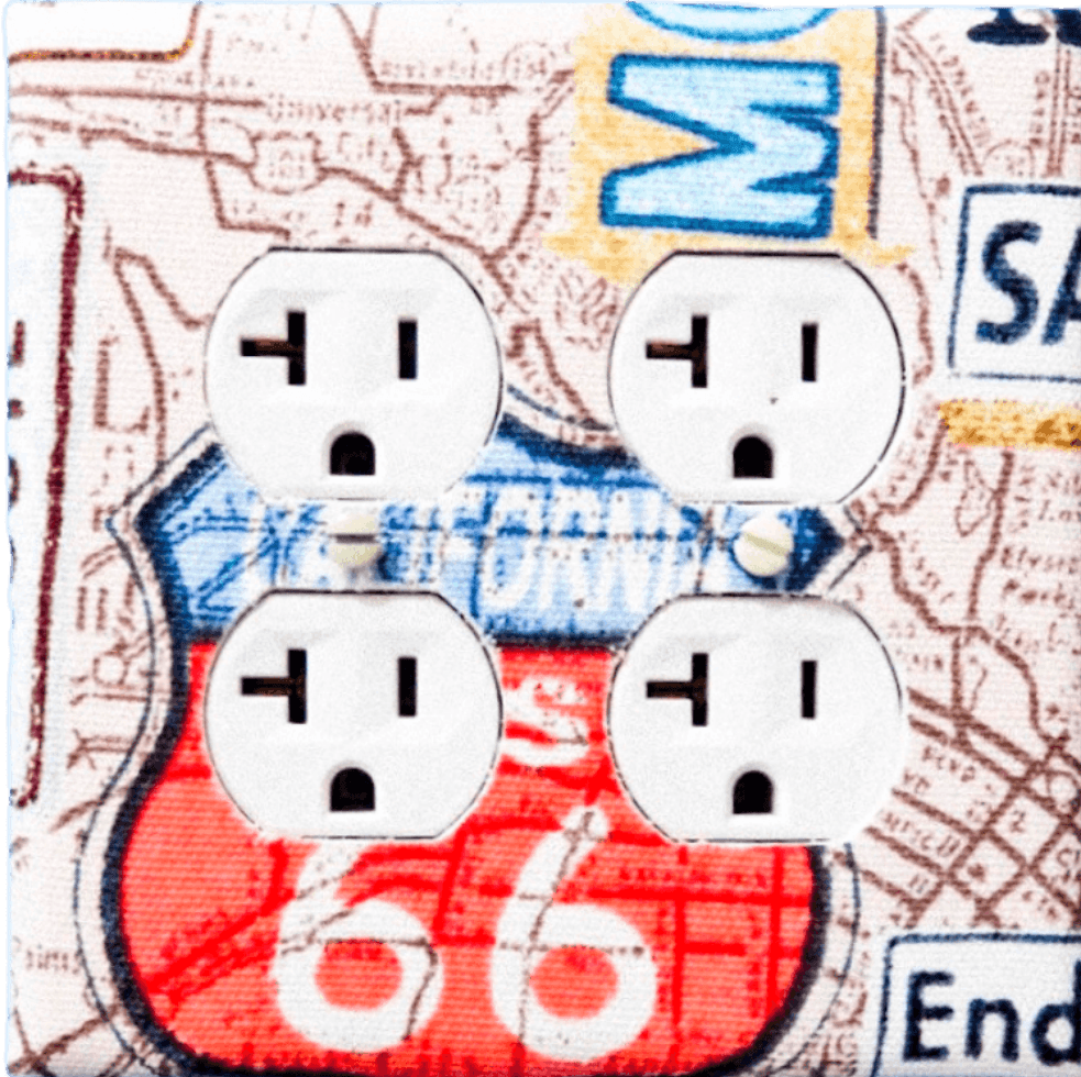 Map to your heart! Fabric Multi Print Road Maps / Light Switch/ Wall plate/ Outlet Cover wall art - Kustom Kreationz by Kila