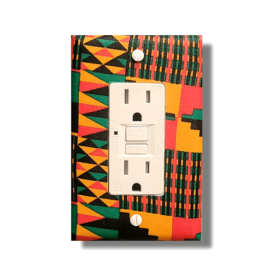 Motherland Tribal Print Fabric Light Switch | Wall Plate | Outlet Covers | Toggle | Switchplate - Kustom Kreationz by Kila