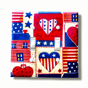 Patriotic Vibes Fabric Light Switch | Wall Plate | Outlet Covers | Toggle | Switchplate - Kustom Kreationz by Kila