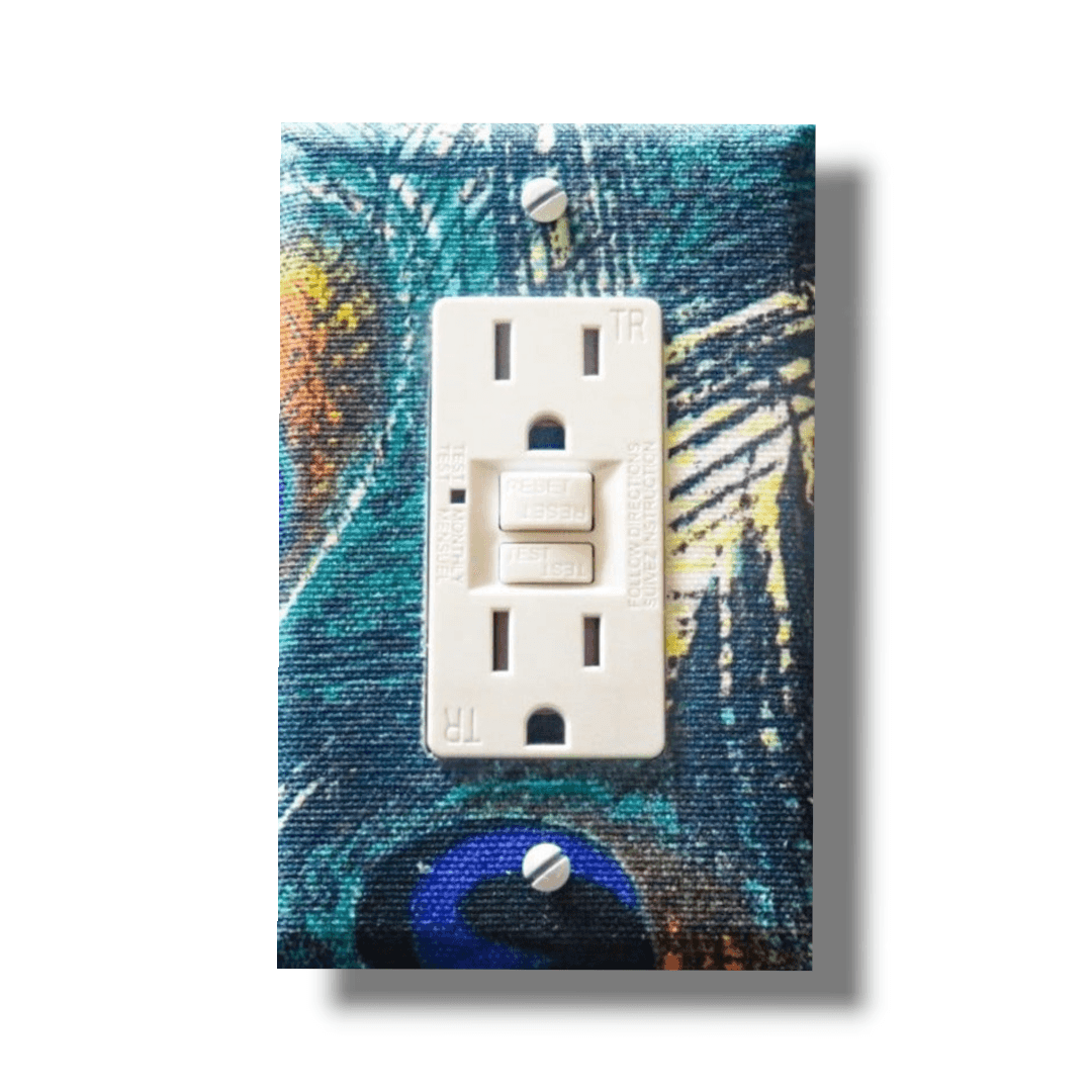 Peacock Paradise Fabric Light Switch | Wall Plate | Outlet Covers | Toggle | Switchplate - Kustom Kreationz by Kila