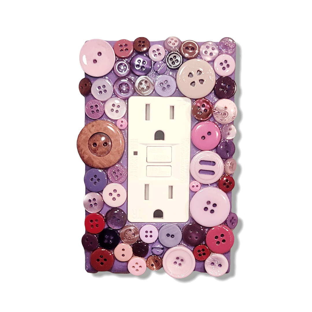 Perfectly Purple Button Light Switch | Wall Plate | Outlet Covers | Toggle | Switchplate - Kustom Kreationz by Kila