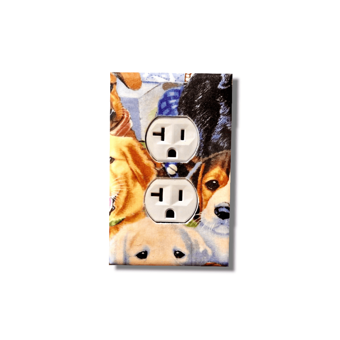Puppy Love Fabric Light Switch | Wall Plate | Outlet Covers | Toggle | Switchplate - Kustom Kreationz by Kila