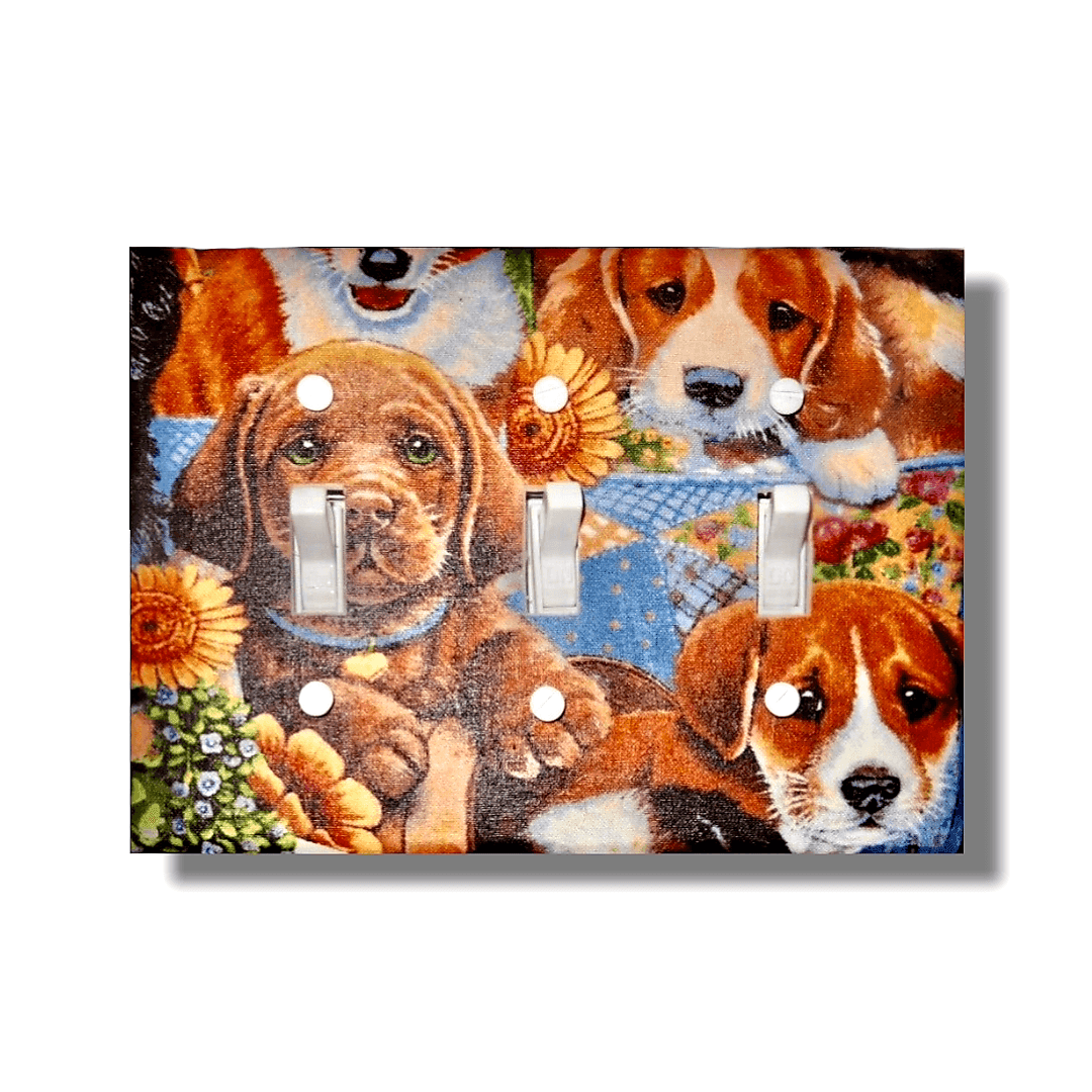 Puppy Love Fabric Light Switch | Wall Plate | Outlet Covers | Toggle | Switchplate - Kustom Kreationz by Kila