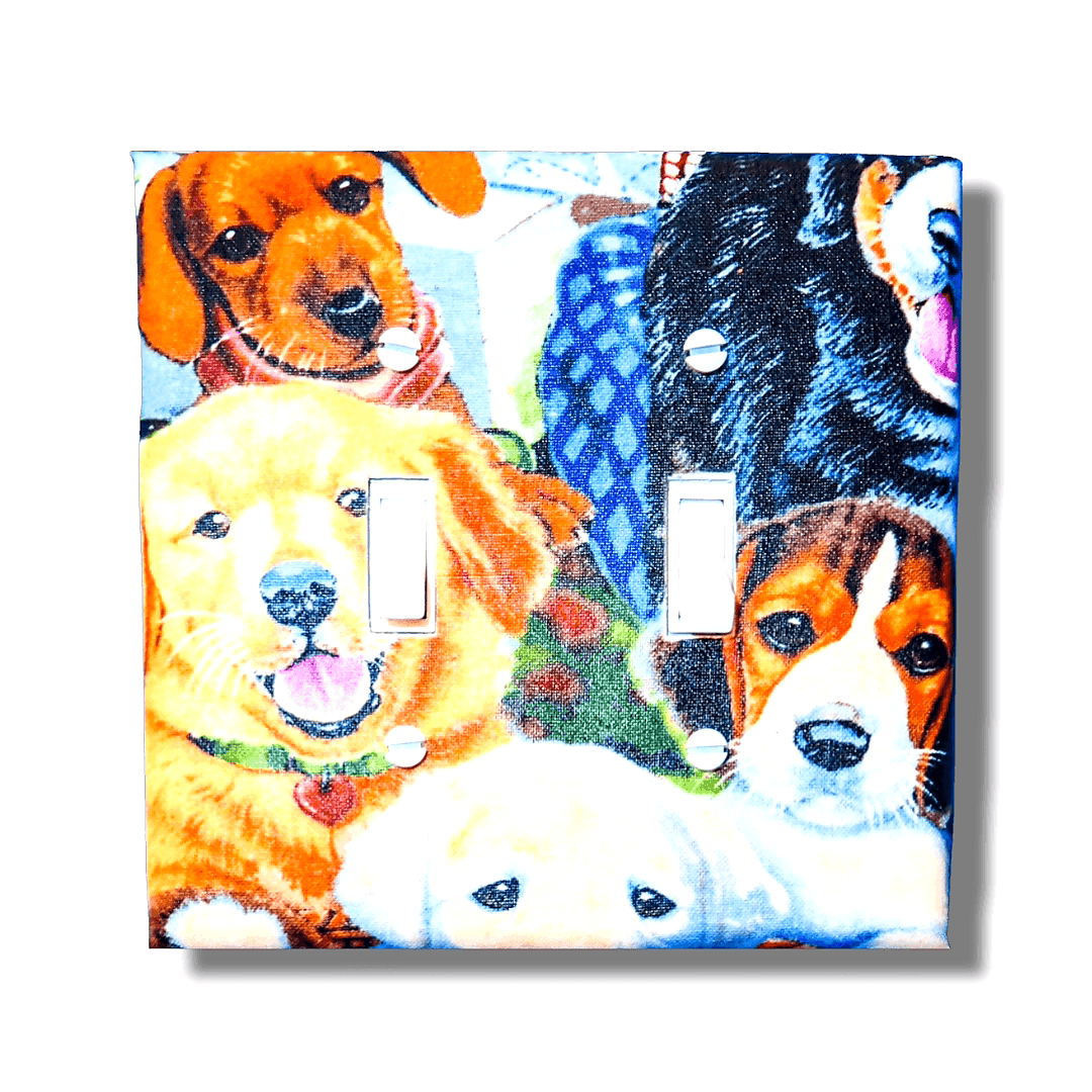 Puppy Love Fabric Light Switch | Wall Plate | Outlet Covers | Toggle | Switchplate - Kustom Kreationz by Kila
