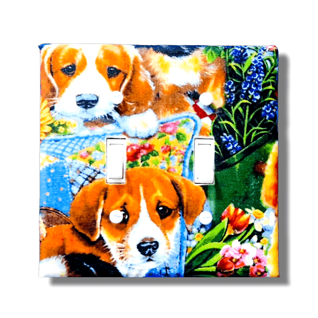 Puppy Love Fabric Light Switch | Wall Plate | Outlet Covers | Toggle | Switchplate - Kustom Kreationz by Kila