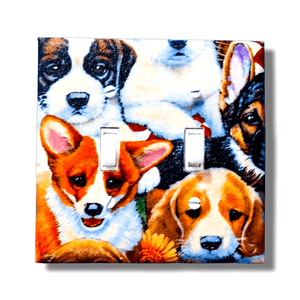Puppy Love Fabric Light Switch | Wall Plate | Outlet Covers | Toggle | Switchplate - Kustom Kreationz by Kila