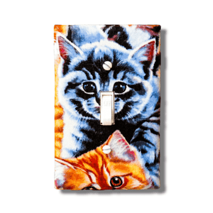 Purring Kitties Fabric Light Switch | Wall Plate | Outlet Covers | Toggle | Switchplate - Kustom Kreationz by Kila