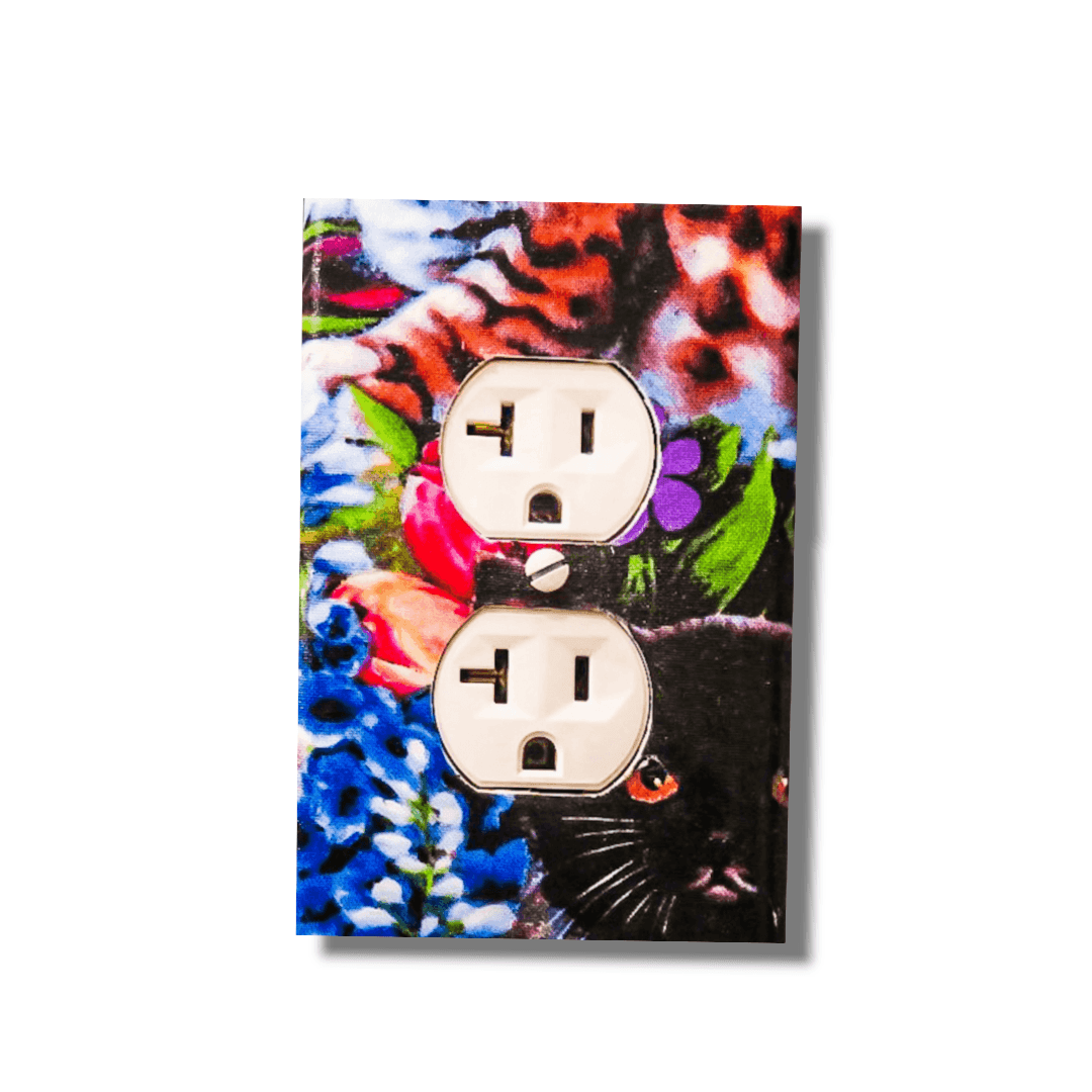 Purring Kitties Fabric Light Switch | Wall Plate | Outlet Covers | Toggle | Switchplate - Kustom Kreationz by Kila