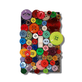 Rainbow rebellion button treasure vintage switch plate with glossy and matte buttons in purple, red, pink, orange, yellow, green, blue and burgundy creating full spectrum of colors, handmade by Black-owned Kustom Kreationz by Kila