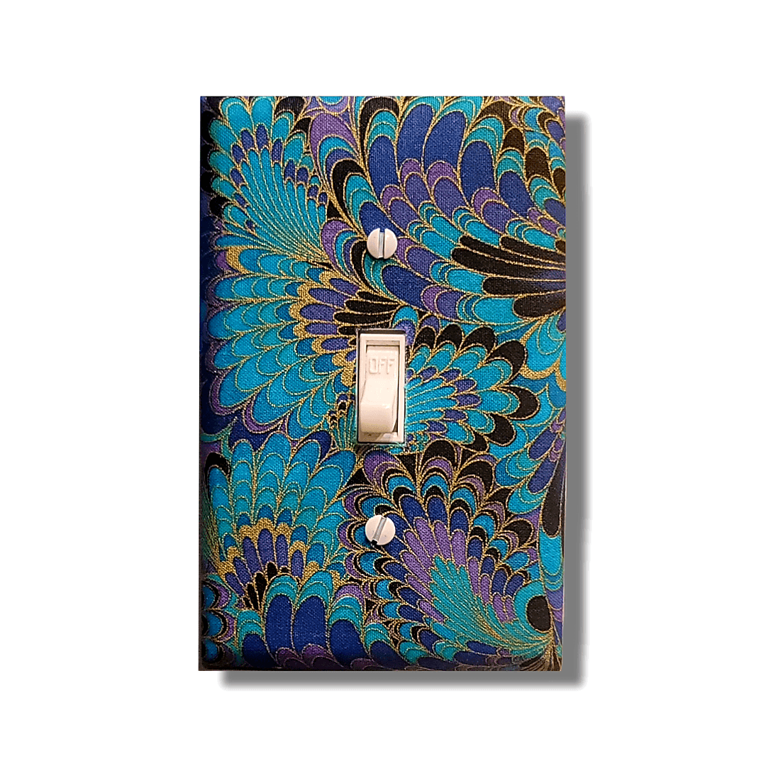 Royal Peacock Fabric Light Switch | Wall Plate | Outlet Covers | Toggle | Switchplate - Kustom Kreationz by Kila