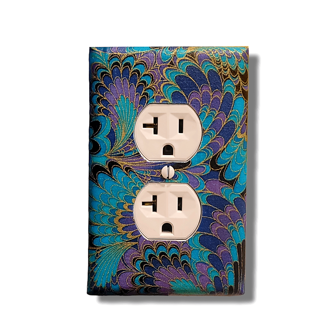 Royal Peacock Fabric Light Switch | Wall Plate | Outlet Covers | Toggle | Switchplate - Kustom Kreationz by Kila