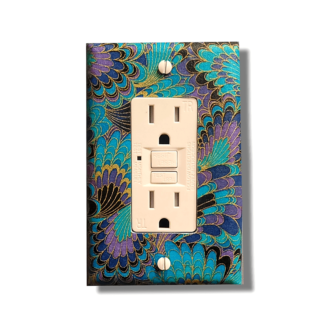Royal Peacock Fabric Light Switch | Wall Plate | Outlet Covers | Toggle | Switchplate - Kustom Kreationz by Kila