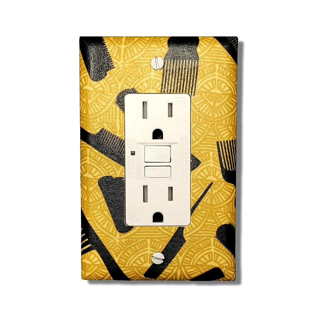Shop Tools Combs and Brushes Fabric Light Switch | Wall Plate | Outlet Covers | Toggle | Switchplate - Kustom Kreationz by Kila