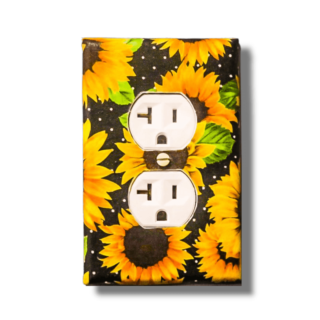 Sunflower Surprise Fabric Light Switch | Wall Plate | Outlet Covers | Toggle | Switchplate - Kustom Kreationz by Kila