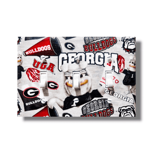 UGA Georgia Bulldogs | Fabric Switchplate | Double Lightswitch| Outlet Cover | Wall Art - Kustom Kreationz by Kila